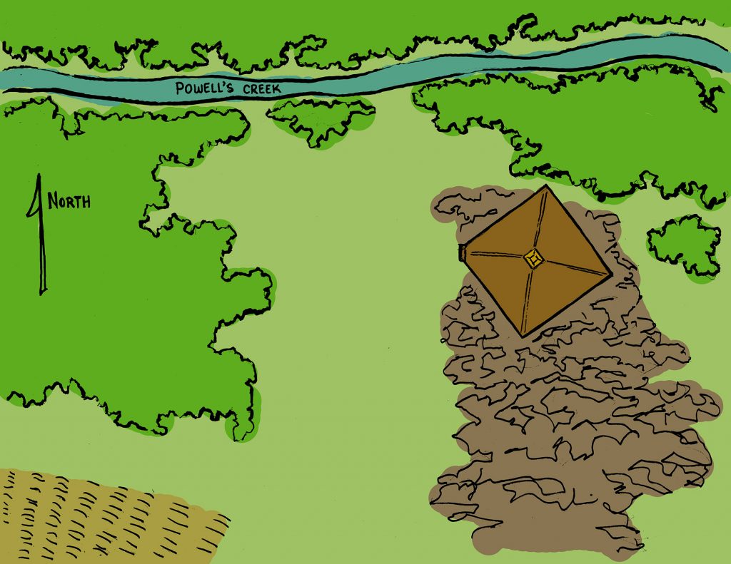 Map of the area around the Pyramid Temple